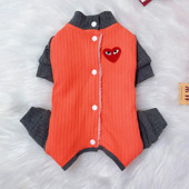 狗衣服冬款 棉包肚撞色纯棉弹力四脚衣加绒加厚泰迪比熊博美小鹿猫