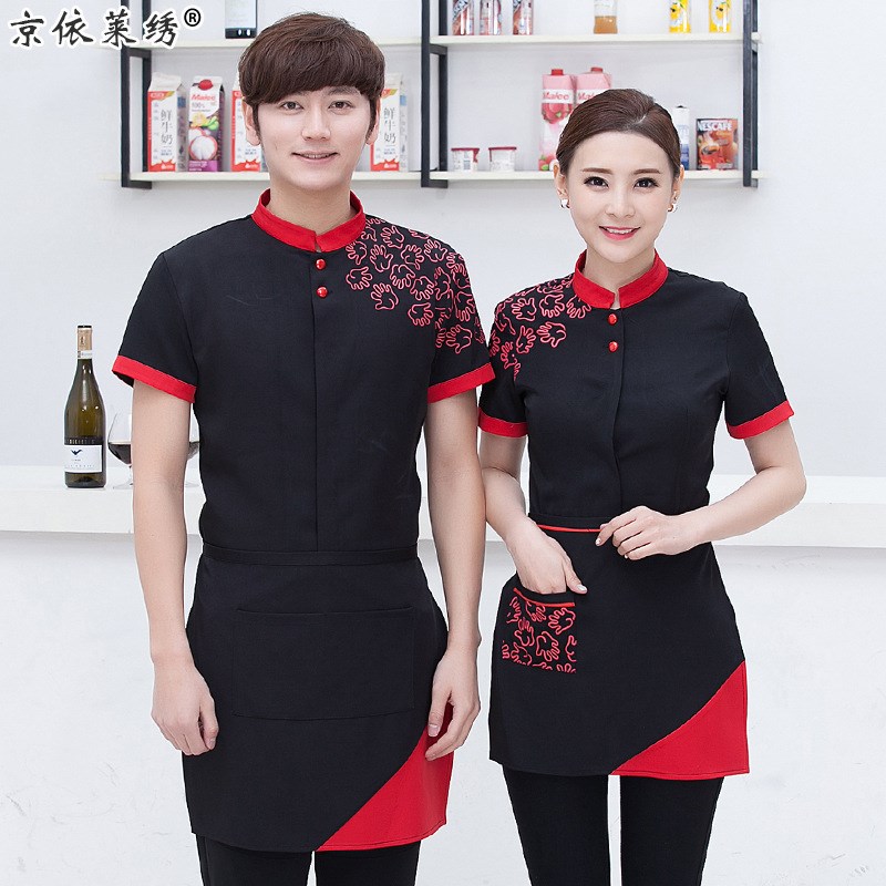 火锅烤肉短袖工作服川菜馆茶楼服务员衣服夏天酒店海鲜酒楼工装女