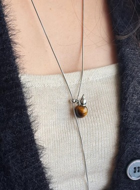 虎眼石葫芦复古高级感长款毛衣链