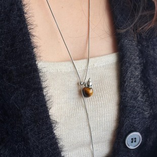 极简冷淡风小众设计虎眼石葫芦吊坠项链女复古高级感长款 毛衣链