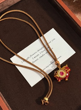 招财红色马年本命年项链女毛衣链