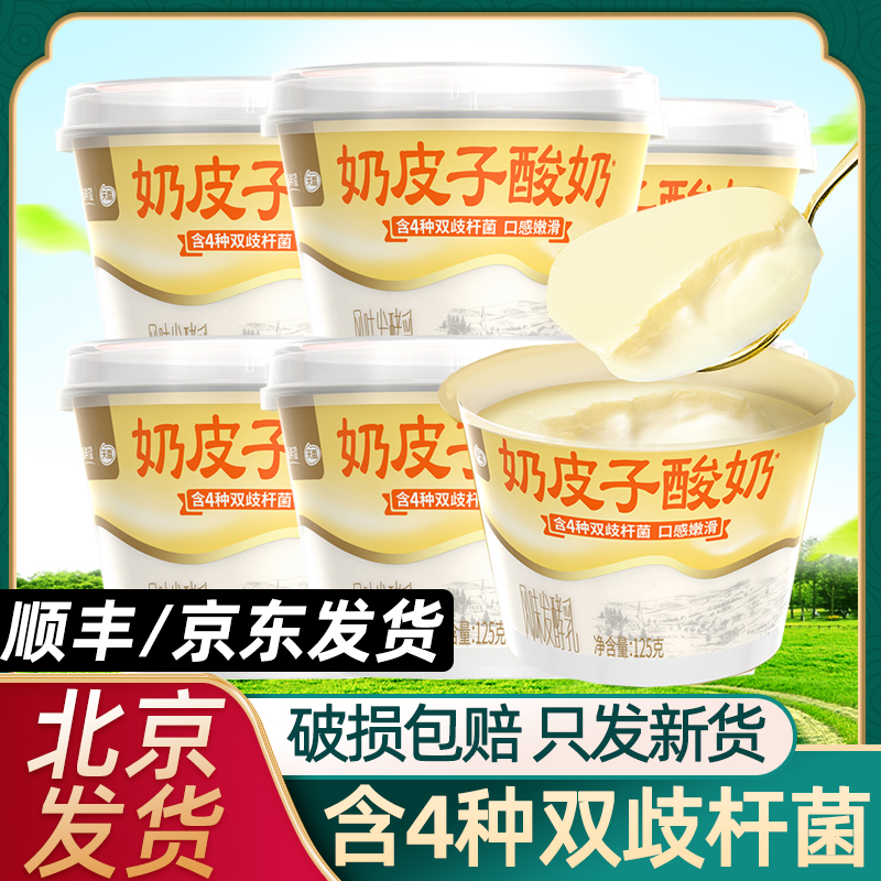 【顺丰速递】新希望酸奶奶皮子酸奶酪125ml*6瓶好喝的酸奶冰淇淋