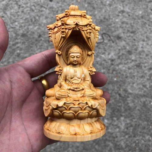 崖柏木雕西方三圣人物佛像摆件阿弥陀佛大势至菩萨净瓶观音工艺品
