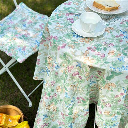 8E7Q复古纯棉印花桌布法式田园餐桌布茶几小圆桌书桌布艺台布野餐