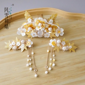 枫叶情诗系列汉服手工古典风发饰轻奢款