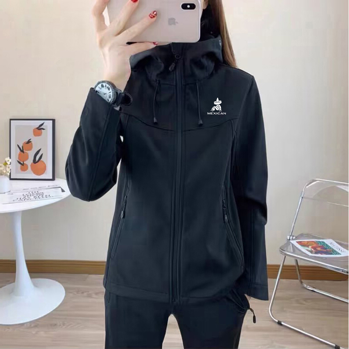 稻草人软壳冲锋衣女防风防水夹克