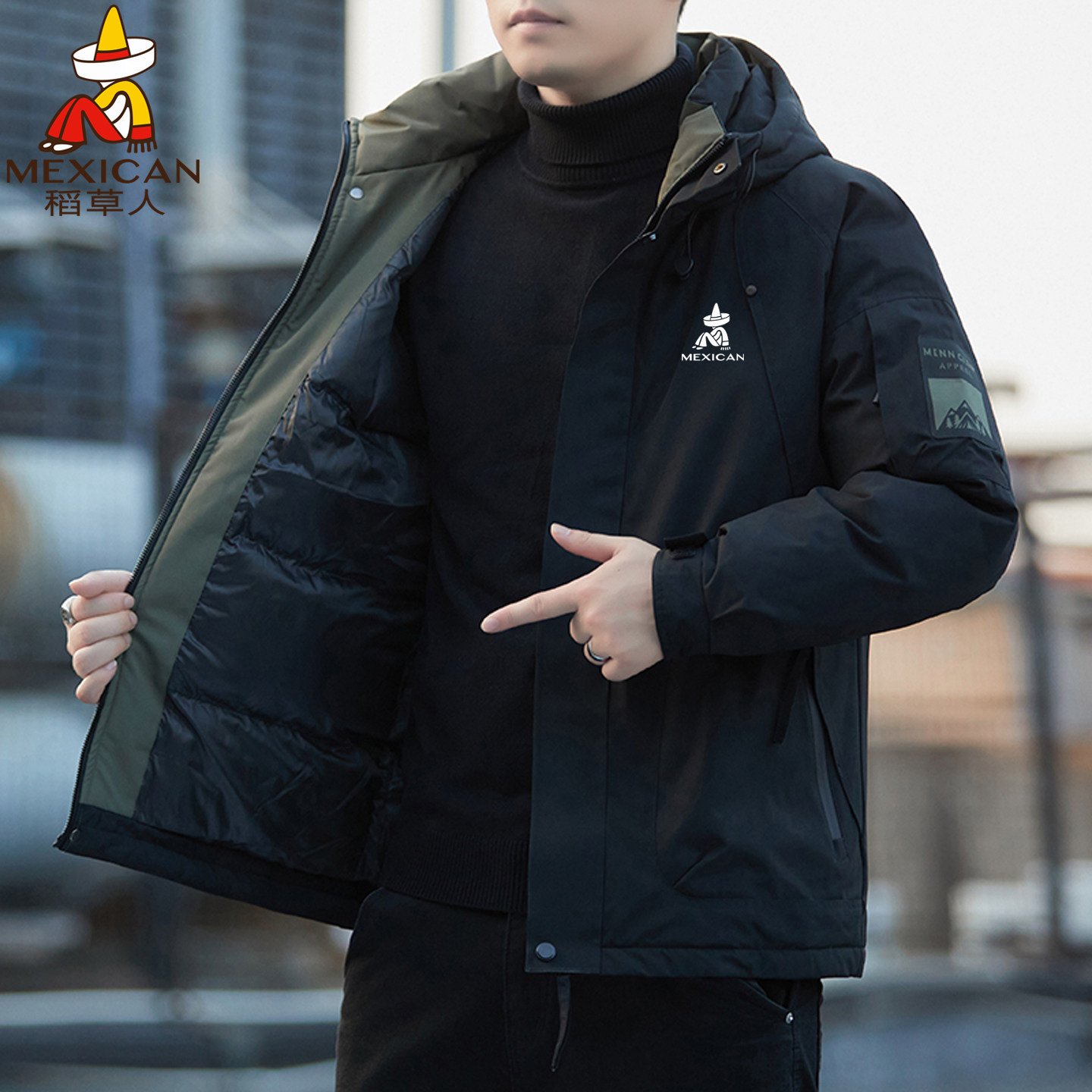 稻草人冲锋棉衣男士秋冬季保暖加厚棉袄防风夹克中年棉服外套上衣