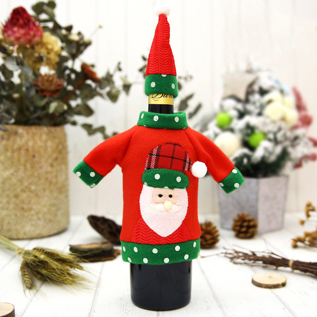 christmas sweater wine bottle cover embroidery champagne bot
