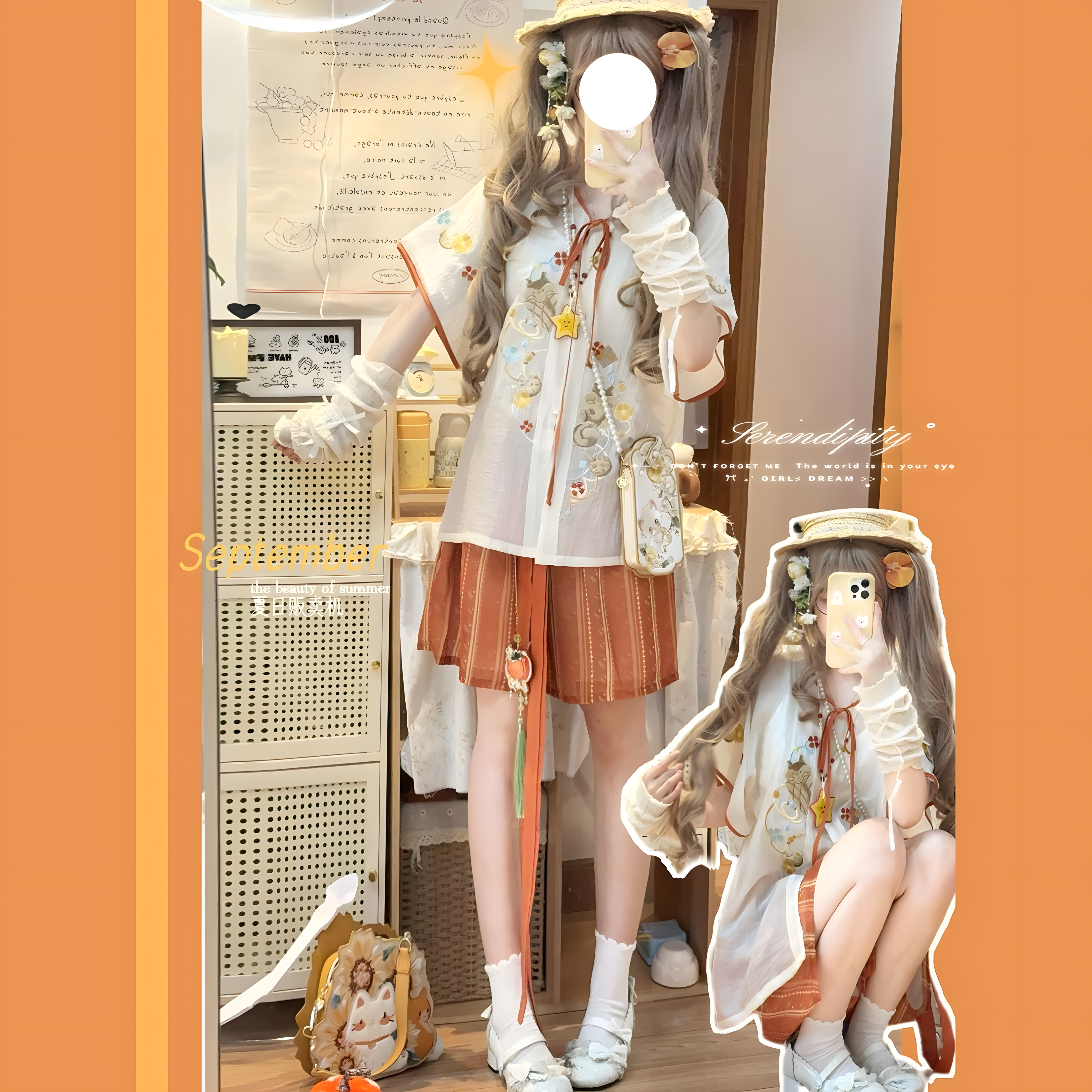 新款汉服女可爱改良刺绣汉元素古装圆领衫短裤中国风夏季日常全套