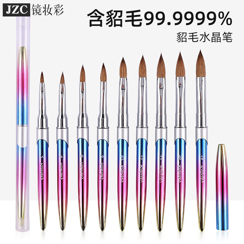 源头厂家跨境新款貂毛美甲笔西伯利亚水晶笔雕花笔刷kolinsky