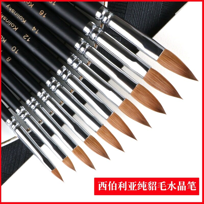 源头工厂100 kolinsky nail brush 纯貂毛美甲笔刷水晶雕花笔工具