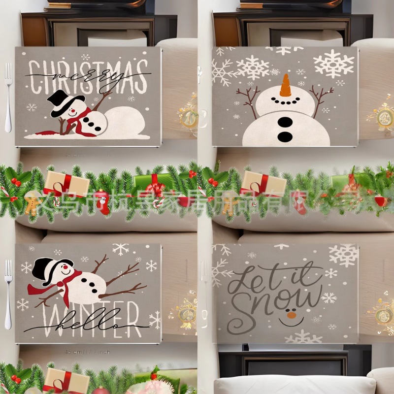 亚马逊速卖通跨境热卖爆款圣诞节雪人字母图案圣诞节餐桌装饰餐垫