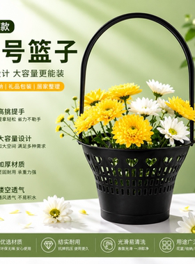 黑色清明加厚祭祀篮花店资材清明祭祀篮大容量塑料提篮厂家直供