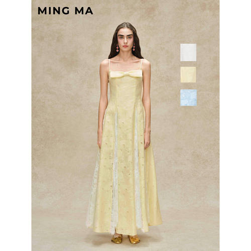 【新品】MING MA 2026春夏系列 浪漫灵动 蕾丝插片吊带连衣裙