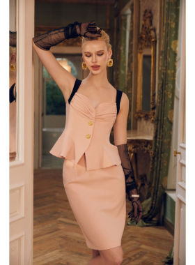 Maison Wester 26SS 撞色金扣褶皱收腰吊带上衣