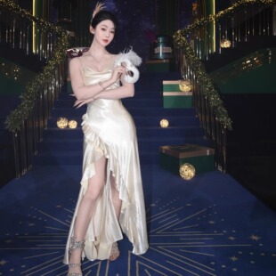 吊带飘带开衩长款 25新款 连衣裙礼服 LIU CAMEY