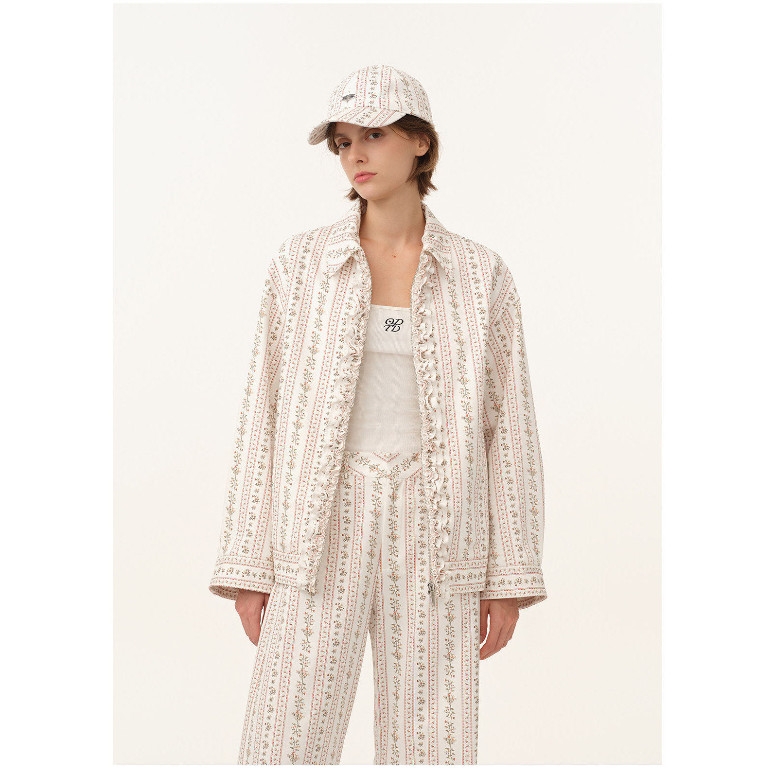 【设计师女装】ODTD26春夏新款浪漫条纹碎花夹克乡村巴恩风套装女,女装/女士精品,时尚套装,淘宝优惠券,粉丝福利购,淘宝优惠卷