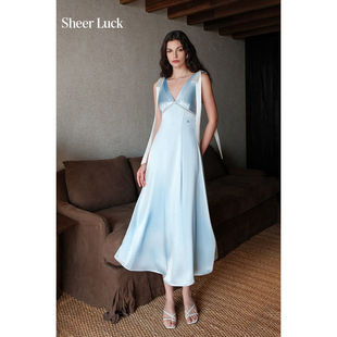 Sheer Clair老钱风珍珠网钻鸵鸟毛抹胸紧身短裙 Luck