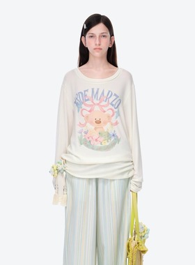 13DE MARZO 2026SS春夏新款春日普罗旺斯系列花卉插画罩衫长袖T恤