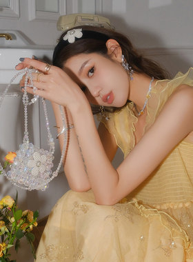 白松石双心链条项链木兰