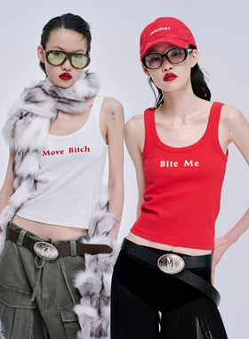 MARKGONG 25AW新款 白色红色Bite Me背心