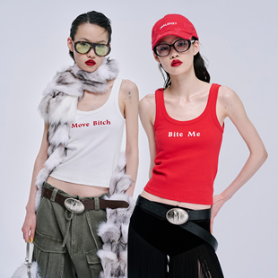 MARKGONG 25AW新款 白色红色Bite Me背心