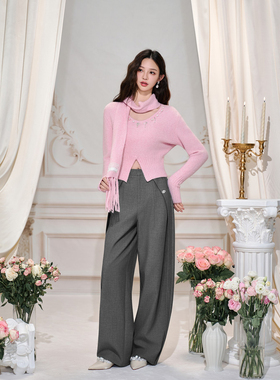 Three Quarters 25AW 灰色天丝醋酸解构弯刀裤