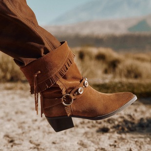 复古流苏中筒西部靴尖头时装 BREAD 25年新款 面包树 靴 TREE