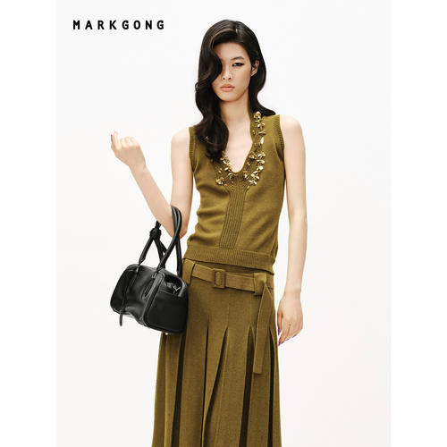 MARKGONG 26AW 珠片装饰针织背心