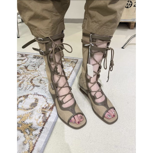 27QUAI GROSMOTT 26SS 晒痕结绳坡跟高帮凉靴鱼嘴罗马凉鞋