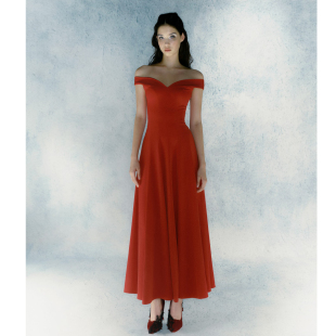 CAMEYLIU 一字肩简约高级感连衣裙晚礼服裙 2026早春SS