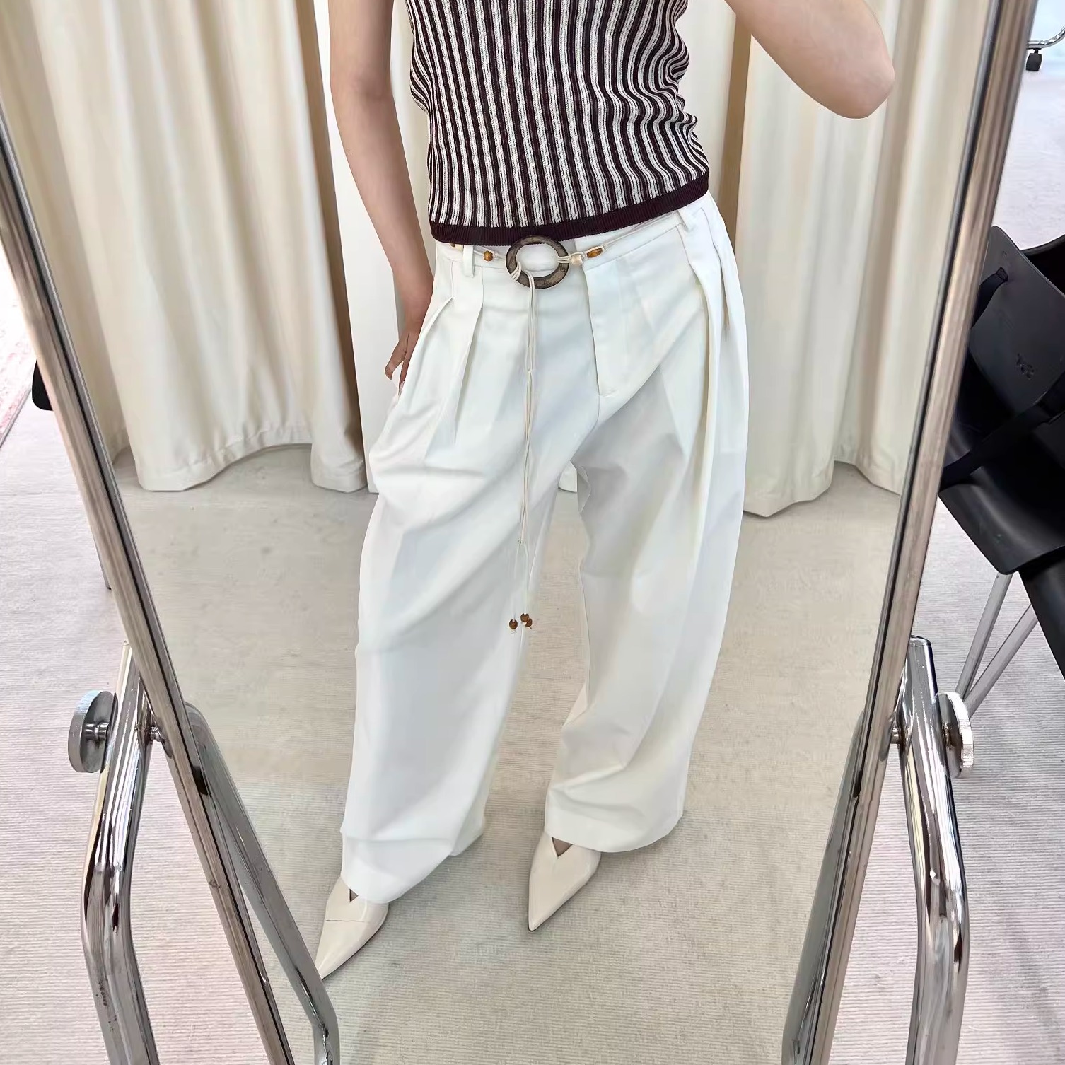 MARRMO马髦 异域腰链醋酸天丝直筒裤