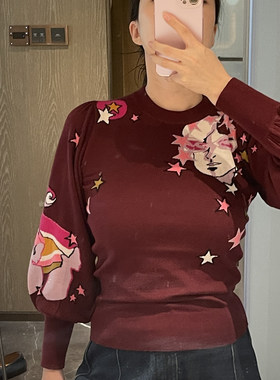 酒红色针织衫ZIMMERMANN羊毛上衣
