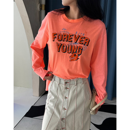 【清货折】SJYP设计师潮牌橘色卡通字母涂鸦时尚卫衣女