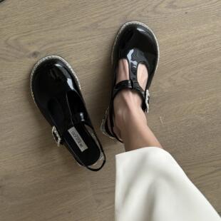 SHOESZOOO玛丽珍鞋2025春季新款T字带粗跟高跟鞋半包单鞋时尚凉鞋