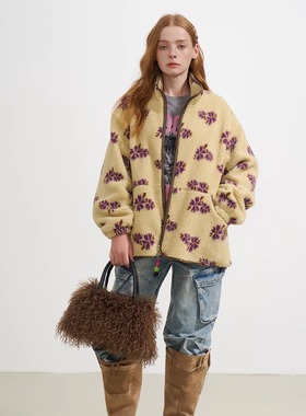 SOFITTE 25AW秋季  花朵仿羊羔绒高领复古宽松外套