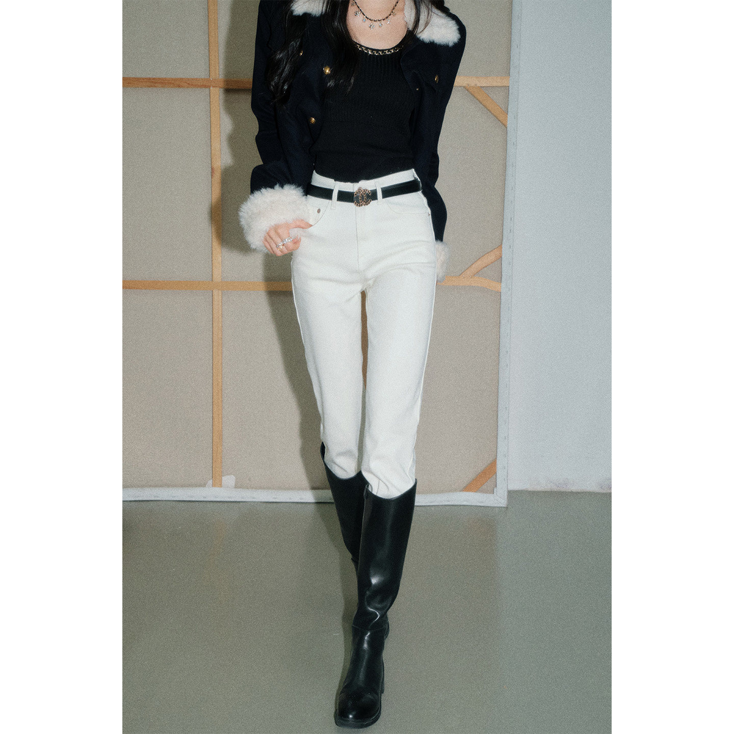 OLIVIA DUO 抓绒弹力白色牛仔裤,女装/女士精品,时尚套装,淘宝优惠券,粉丝福利购,淘宝优惠卷