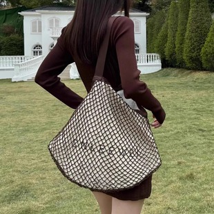新款 夏季 百搭撞色镂空编织网兜包包手提单肩斜挎包 25SS CNLEEWEI