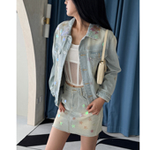 清货折SJYP2J春夏新款 女 短裙套装 星星贴片装 饰牛仔时尚