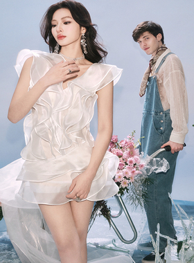 【孙乐言同款】MAI DIRE MAI玫瑰花浪漫度假短袖礼服连衣裙女气质