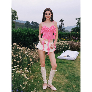 【清货折粉S】Masion Wester叛逆甜心系列针织多层荷叶边流苏吊带