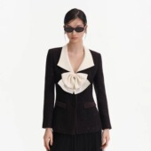 Maison 外套 甜美撞色粗花呢蝴蝶结西装 Wester25秋季 新款