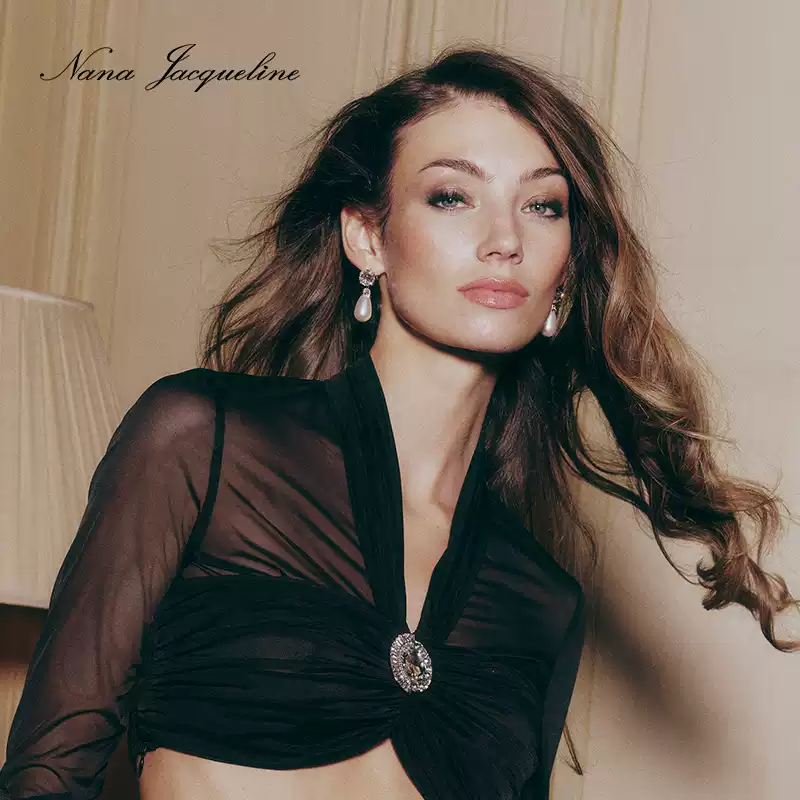 Nana Jacqueline 2FAW 蝴蝶结贝珠三层复古项链复古贝珠锆石耳环