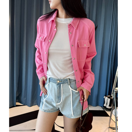 【清货折】 SJYP 春夏新品粉色性感露背衬衫拼色短裤