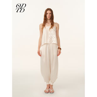 花卉条纹方巾挂脖连衣裙女原野诗意 ODTD26春夏新款 设计师女装