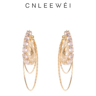 质感925银针多层流光锆石耳环 新品 CNLEEWEI 26SS新品