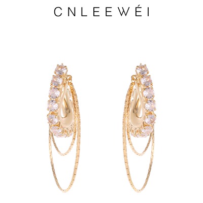 CNLEEWEI 26SS新品 新品质感925银针多层流光锆石耳环