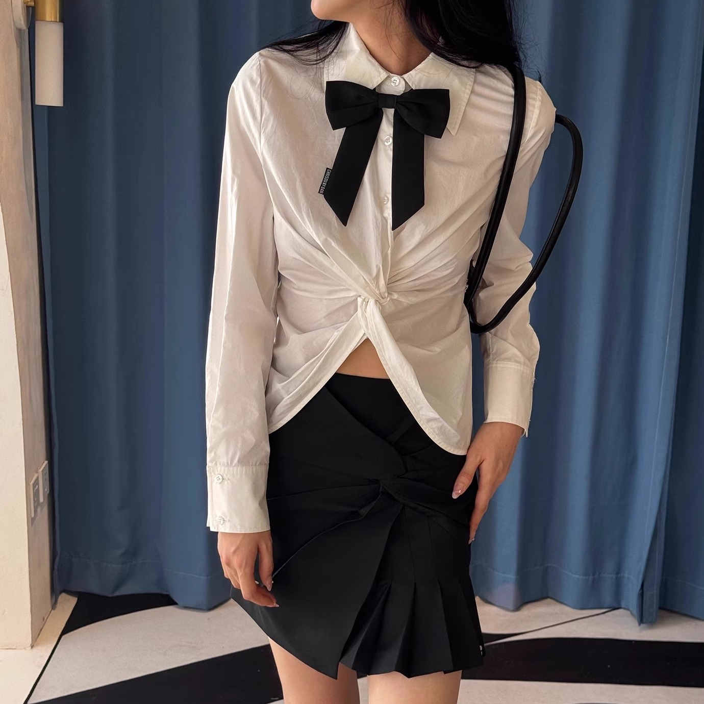 【清货三折】CHRISOU BY DAN欧阳丹褶皱衬衫翻折半裙