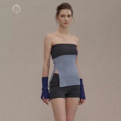 o cloche code__拼色翻边抹胸_Revers Tube Top