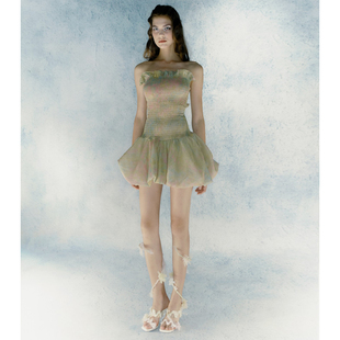 CAMEYLIU 梦幻抹胸荷叶边弹力花苞裙礼服 2026早春SS